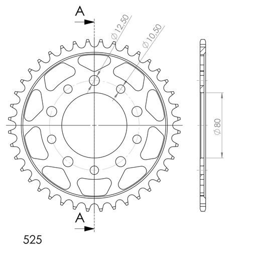 LANČENIK ZADNJI SUPERSPROX RFE-1332:40-BLK CRNI 40T, 525