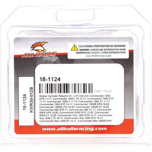 MASTER CYLINDER REBUILD KIT ALL BALLS RACING MCR18-1124