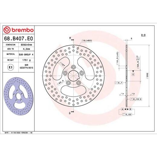 KOČIONA DISK BREMBO 68B407E0 FIX