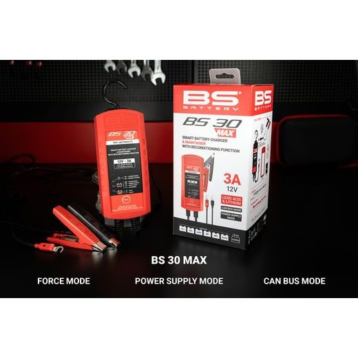PUNJAČ ZA AKUMULATORE BS-BATTERY SMART BS30MAX (SUITABLE ALSO FOR LITHIUM) 12V 3A