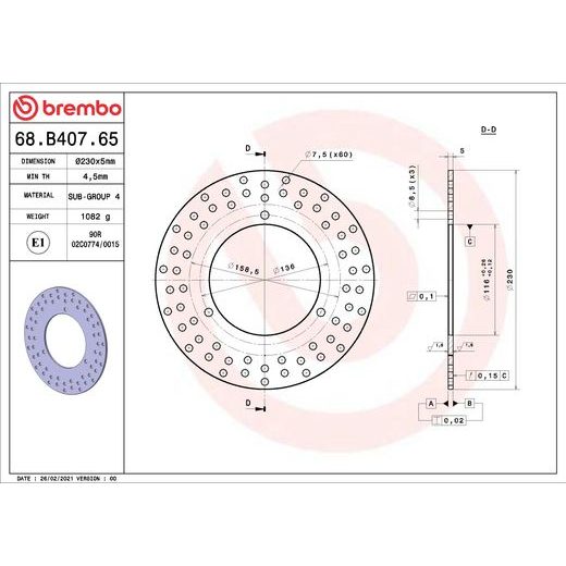 KOČIONA DISK BREMBO 68B40765 FIX