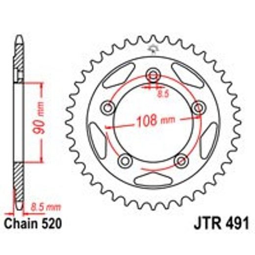 LANČENIK ZADNJI JT JTR 491-40 40T, 520