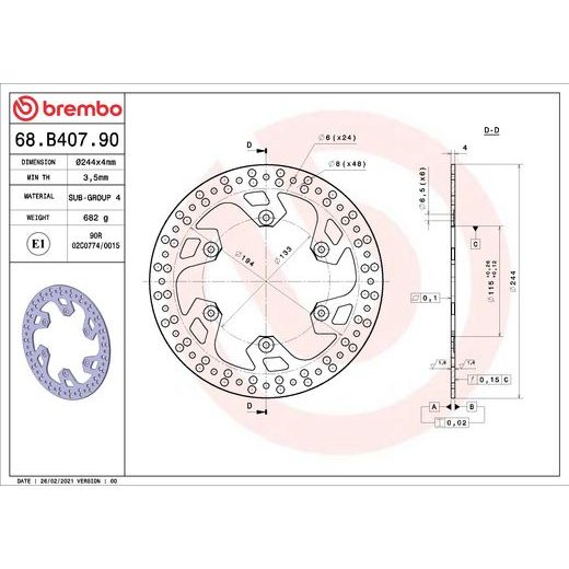 KOČIONA DISK BREMBO 68B40790 FIX