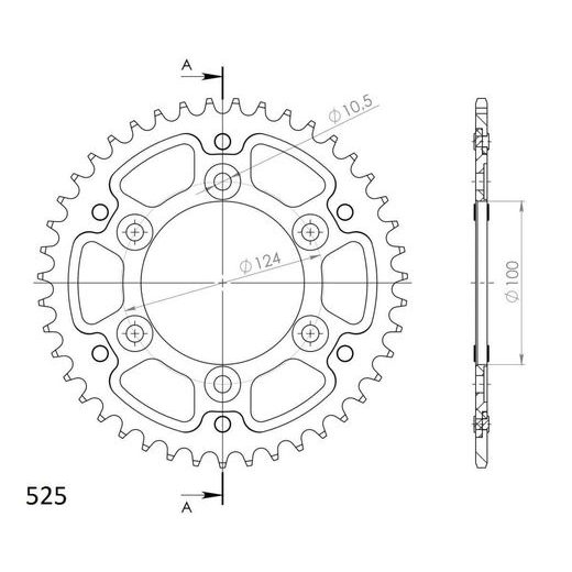 LANČENIK ZADNJI SUPERSPROX STEALTH RST-745:43-SLV SILVER 43T, 525