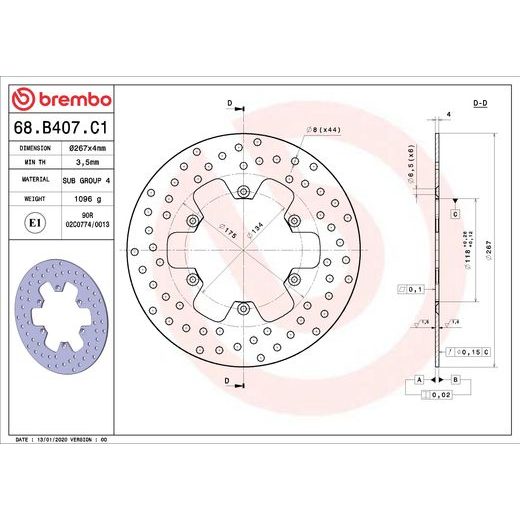 KOČIONA DISK BREMBO 68B407C1 FIX