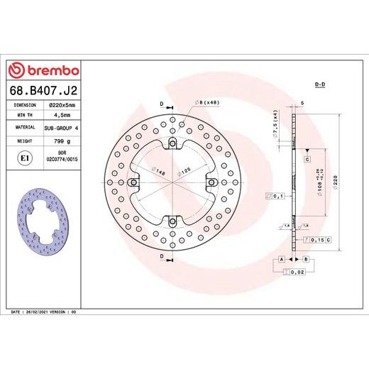 KOČIONA DISK BREMBO 68B407J2 FIX