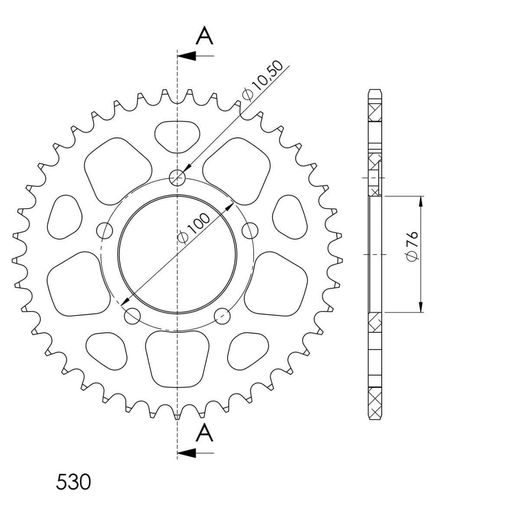 REAR ALU SPROCKET SUPERSPROX RAL-7090:41-BLK CRNI 41T, 530