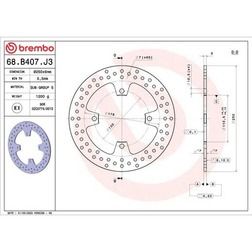 KOČIONA DISK BREMBO 68B407J3 FIX