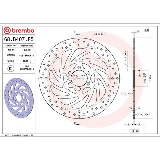 KOČIONA DISK BREMBO 68B407P5 FIX