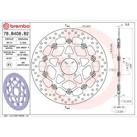 KOČIONA DISK BREMBO 78B408B2 FLOATING