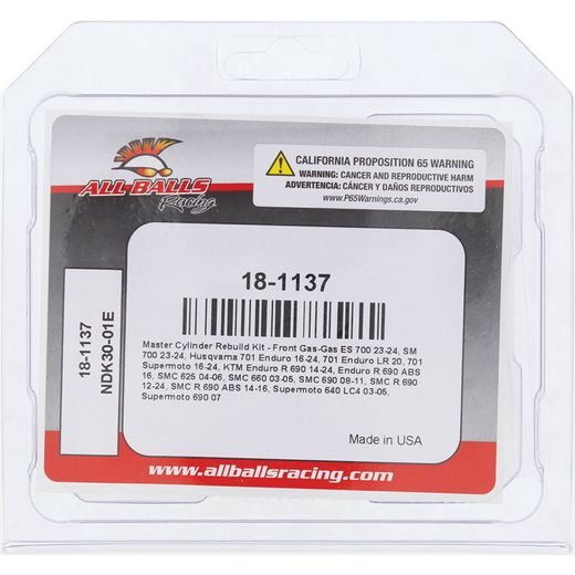 MASTER CYLINDER REBUILD KIT ALL BALLS RACING MCR18-1137