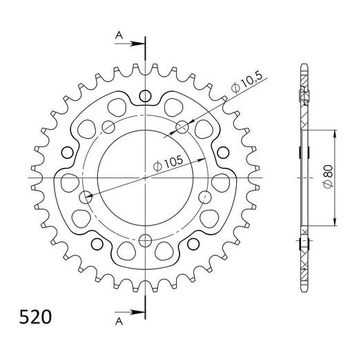 LANČENIK ZADNJI SUPERSPROX STEALTH RST-891:36-BLK CRNI 36T, 520