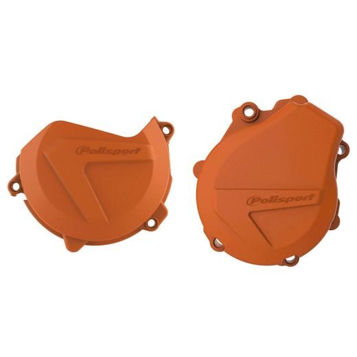 CLUTCH AND IGNITION COVER PROTECTOR KIT POLISPORT 90992 ORANGE