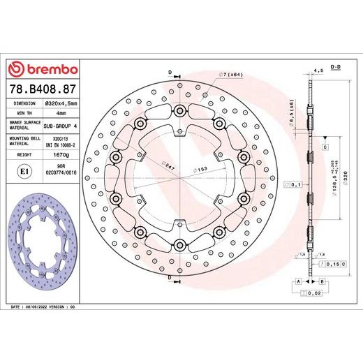 KOČIONA DISK BREMBO 78B40887 FLOATING