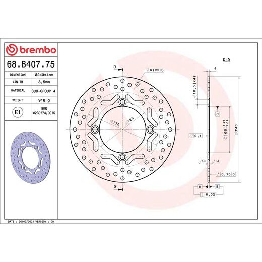 KOČIONA DISK BREMBO 68B40775 FIX