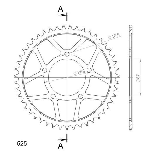 LANČENIK ZADNJI SUPERSPROX RFE-807:47-BLK CRNI 47T, 525
