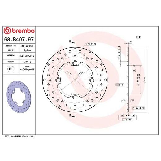 KOČIONA DISK BREMBO 68B40797 FIX
