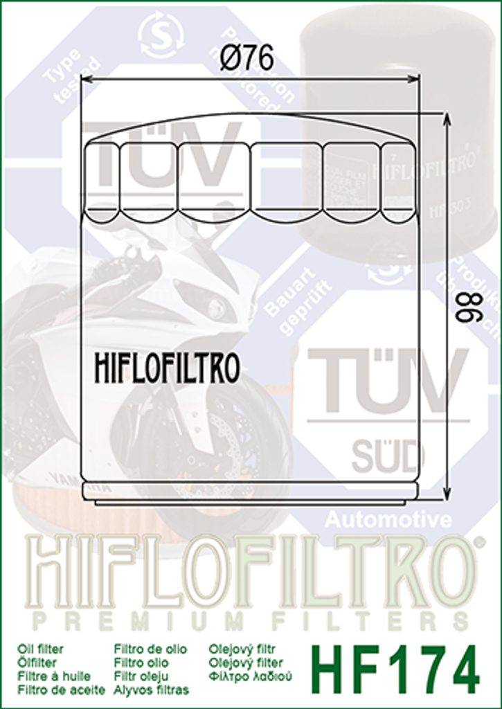 MOTO Hlaváček - Olejový filtr HIFLOFILTRO HF174B černá - HIFLOFILTRO -  Olejové filtry HIFLO - Olejové filtry, Filtry a díly sání, DÍLY / DOPLŇKY  EXTERNÍ DODAVATELÉ