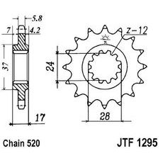 ŘETĚZOVÉ KOLEČKO JT JTF 1295-15 15 ZUBŮ, 520