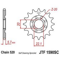 ŘETĚZOVÉ KOLEČKO JT JTF 1590-13SC 13 ZUBŮ, 520 SAMOČISTÍCÍ, NÍZKÁ HMOTNOST