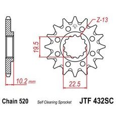 ŘETĚZOVÉ KOLEČKO JT JTF 432-13SC 13 ZUBŮ, 520 SAMOČISTÍCÍ, NÍZKÁ HMOTNOST