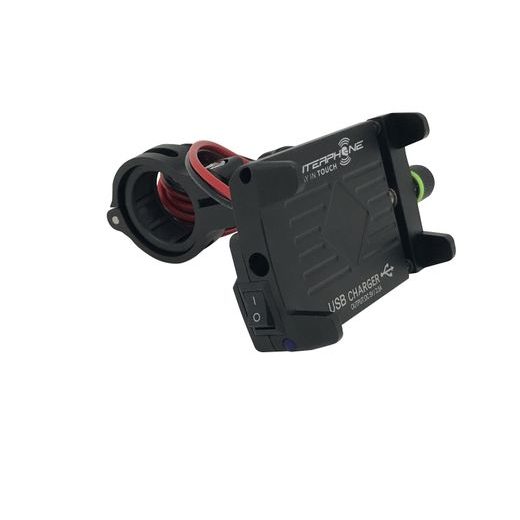 INTERPHONE UNIVERZÁLNÍ DRŽÁK CRAB EVO ALU S ODOLNOU KONSTRUKCÍ A NABÍJEČKOU, ÚCHYT NA ŘÍDÍTKA