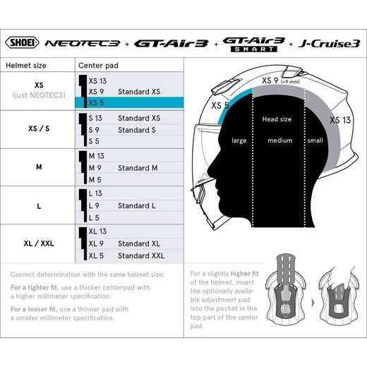 SHOEI - VÝSTELKA HELMY - XS9 (NEOTEC3) TYPE-Q