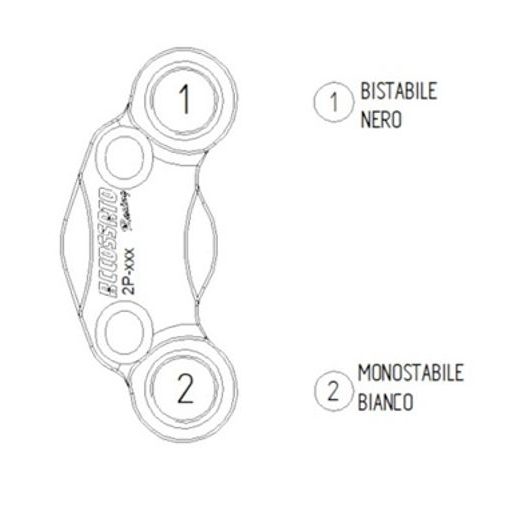 ZÁVODNÍ TLAČÍTKOVÝ PANEL – PLUG & PLAY ACCOSSATO PS010 CNC OBRÁBĚNÁ HLINÍKOVÝ, 2 PRAVÁ TLAČÍTKA