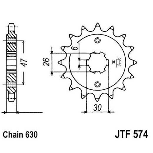 ŘETĚZOVÉ KOLEČKO JT JTF 574-16 16 ZUBŮ, 630