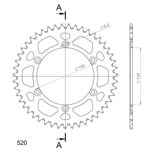 ŘETĚZOVÁ SADA EK - STŘÍBRNÝ ŘETĚZ 520 SRO, O-KROUŽEK, KOLEČKO SUPERSPROX, ROZETA SUPERSPROX PRO KAWASAKI KX 500 1987-2004