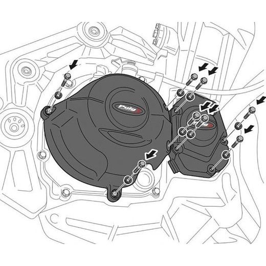 OCHRANNÉ KRYTY MOTORU PUIG 22608N ČERNÝ INCLUDED 3 COVERS