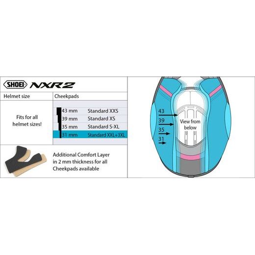 SHOEI CHEEK PAD 31MM (NXR2) - LÍCNICE