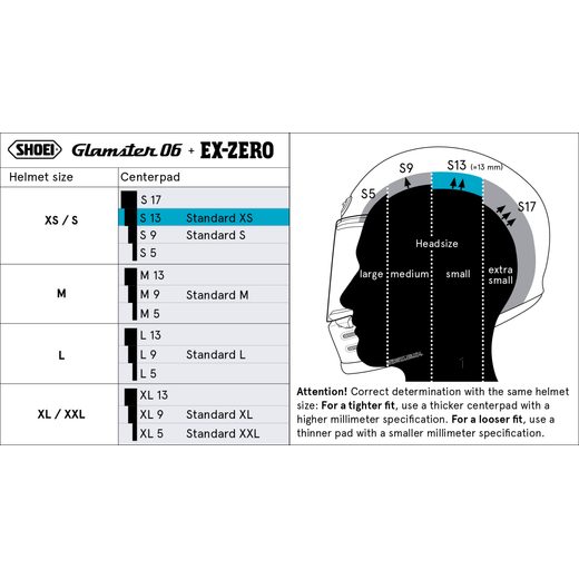 SHOEI - CENTER PAD S13 (EXZ/GL6/GLM) - OPĚRKA HLAVY