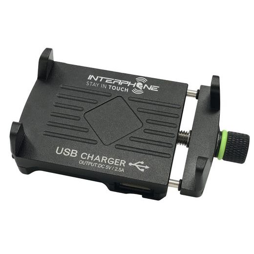 INTERPHONE UNIVERZÁLNÍ DRŽÁK CRAB EVO ALU S ODOLNOU KONSTRUKCÍ A NABÍJEČKOU, ÚCHYT NA ŘÍDÍTKA