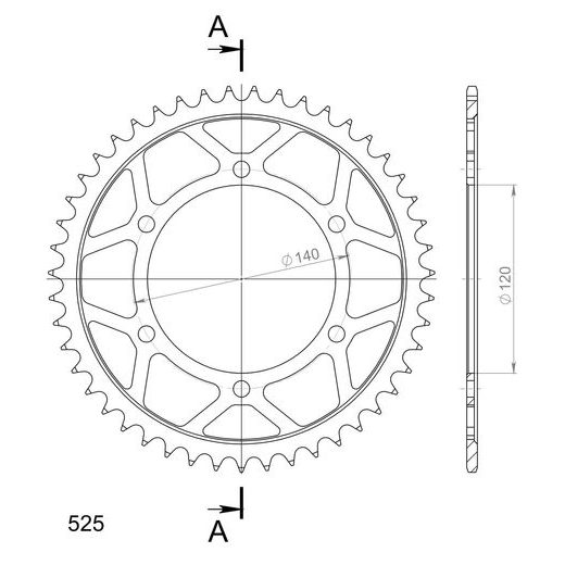 ŘETĚZOVÁ ROZETA SUPERSPROX RFE-498:47-BLK ČERNÝ 47 ZUBŮ, 525