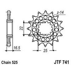 PREDNJI LANČANIK JT JTF 741-15RB 15T, 525 RUBBER CUSHIONED