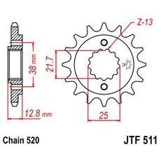 Prednji lančanik JT JTF 511-15RB 15T, 520 rubber cushioned