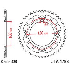 REAR ALU SPROCKET JT JTA 1798-47BLK 47)T, NT((420 CRNI