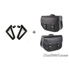 LEATHER SADDLEBAG CUSTOMACCES SANT LOUIS APS002N CRNI PAIR, WITH UNIVERSAL SUPPORT