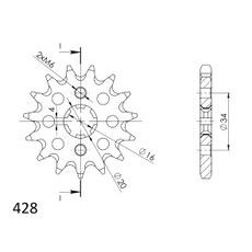 PREDNJI LANČANIK SUPERSPROX CST-1263:15 15T, 428