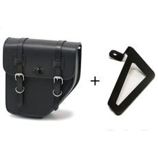 LEATHER SADDLEBAG CUSTOMACCES IBIZA APS015N CRNI RIGHT, WITH SIDE METAL BASE + UNIVERSAL SUPPORT