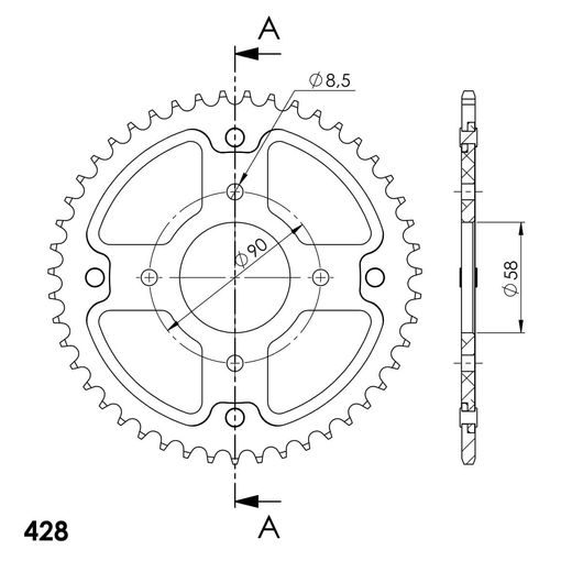 LANČENIK ZADNJI SUPERSPROX STEALTH RST-803:47-GLD ZLATO 47T, 428