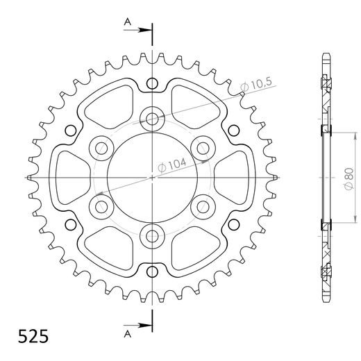REAR SPROCKET SUPERSPROX STEALTH RST-1489:42-GLD ZLATO 42T, 525