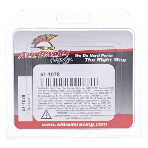TIE ROD END KIT ALL BALLS RACING 51-1078 OUTER ONLY