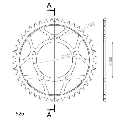 LANČENIK ZADNJI SUPERSPROX RFE-702:44-BLK CRNI 44T, 525