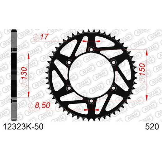 LANČENIK ZADNJI AFAM 12323K-50 50T, 520 CRNI