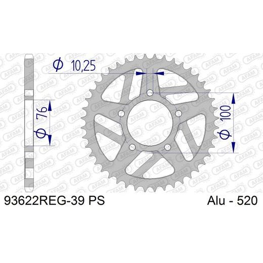 REAR ALU SPROCKET AFAM 93622REG-39 PS 39T, 520