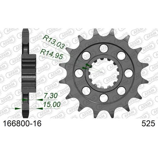 PREDNJI LANČANIK AFAM 166800-16 16T, 525