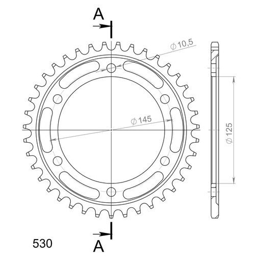 LANČENIK ZADNJI SUPERSPROX RFE-865:39-BLK CRNI 39T, 530
