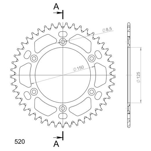 REAR ALU SPROCKET SUPERSPROX RAL-990:45-ORG ORANGE 45T, 520